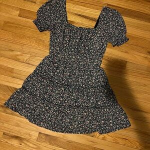 Elegant Floral Mini Dress - Blue and Pink